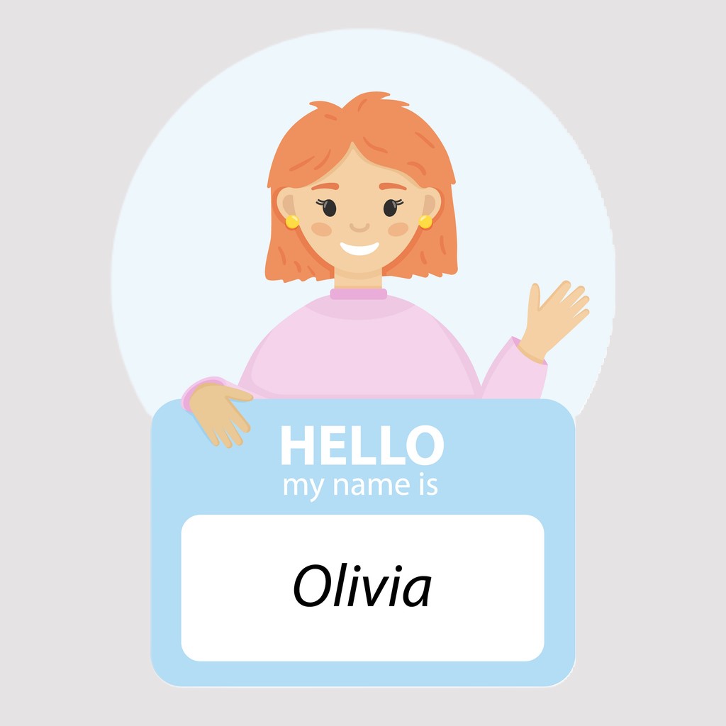 girl with name tag saying Olivia